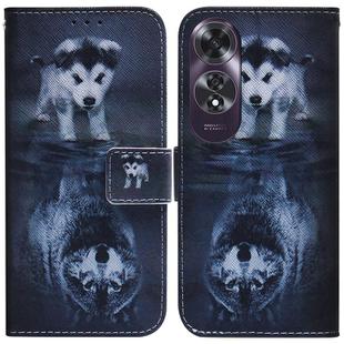 For OPPO A60 4G Coloured Drawing Flip Leather Phone Case(Wolf and Dog)