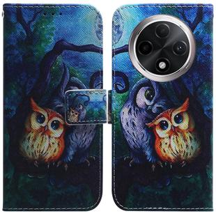 For OPPO A3 Pro 5G Coloured Drawing Flip Leather Phone Case(Oil Painting Owl)
