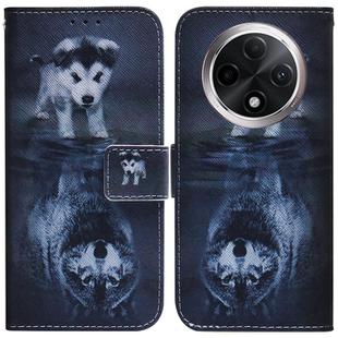 For OPPO A3 Pro 5G Coloured Drawing Flip Leather Phone Case(Wolf and Dog)