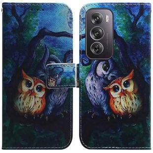 For OPPO Reno12 Pro 5G Global Coloured Drawing Flip Leather Phone Case(Oil Painting Owl)