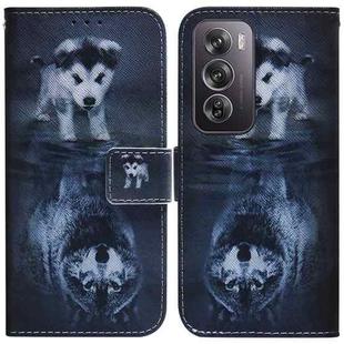 For OPPO Reno12 Pro 5G Global Coloured Drawing Flip Leather Phone Case(Wolf and Dog)