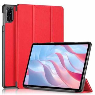 For Honor Pad X9 / X8 Pro 11.5 Custer Pure Color 3-Fold Holder Leather Tablet Case(Red)