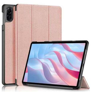 For Honor Pad X9 / X8 Pro 11.5 Custer Pure Color 3-Fold Holder Leather Tablet Case(Rose Gold)