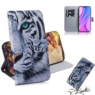 For Xiaomi Redmi 9 Colored Drawing Horizontal Flip Leather Case with Holder & Card Slot & Wallet(Tiger)