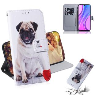 For Xiaomi Redmi 9 Colored Drawing Horizontal Flip Leather Case with Holder & Card Slot & Wallet(Pug)