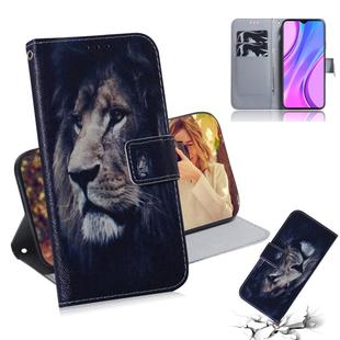 For Xiaomi Redmi 9 Colored Drawing Horizontal Flip Leather Case with Holder & Card Slot & Wallet(Lion)