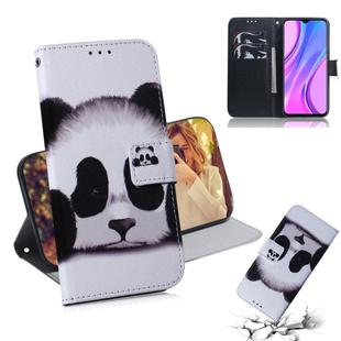 For Xiaomi Redmi 9 Colored Drawing Horizontal Flip Leather Case with Holder & Card Slot & Wallet(Panda)