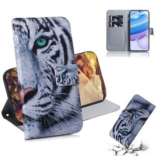 For Xiaomi Redmi 10X 5G Colored Drawing Horizontal Flip Leather Case with Holder & Card Slot & Wallet(Tiger)