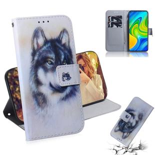 For Xiaomi Redmi Note 9 / 10X 4G Colored Drawing Horizontal Flip Leather Case with Holder & Card Slot & Wallet(White Wolf)