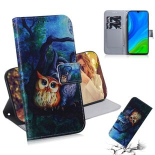 For Huawei P Smart 2020 Colored Drawing Horizontal Flip Leather Case with Holder & Card Slot & Wallet(Oil Painting Owl)
