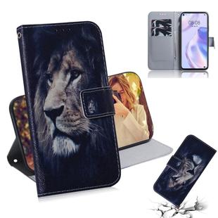 For Huawei P40 Lite 5G Colored Drawing Horizontal Flip Leather Case with Holder & Card Slot & Wallet(Lion)