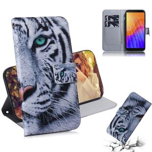 For Huawei Y5P Colored Drawing Horizontal Flip Leather Case with Holder & Card Slot & Wallet(Tiger)