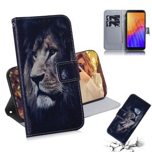 For Huawei Y5P Colored Drawing Horizontal Flip Leather Case with Holder & Card Slot & Wallet(Lion)