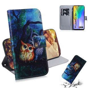 For Huawei Y6P Colored Drawing Horizontal Flip Leather Case with Holder & Card Slot & Wallet(Oil Painting Owl)