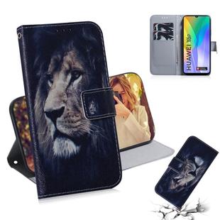 For Huawei Y6P Colored Drawing Horizontal Flip Leather Case with Holder & Card Slot & Wallet(Lion)