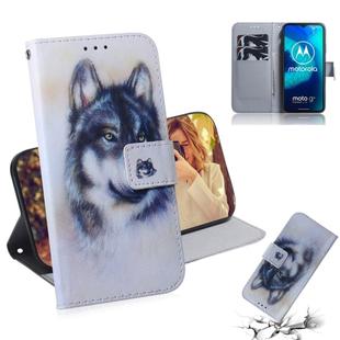 For Motorola Moto G8 Power Lite Colored Drawing Horizontal Flip Leather Case with Holder & Card Slot & Wallet(White Wolf)