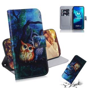 For Motorola Moto G8 Power Lite Colored Drawing Horizontal Flip Leather Case with Holder & Card Slot & Wallet(Oil Painting Owl)