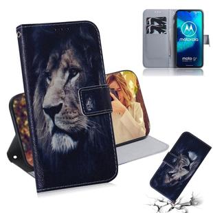 For Motorola Moto G8 Power Lite Colored Drawing Horizontal Flip Leather Case with Holder & Card Slot & Wallet(Lion)