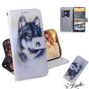 For Nokia 5.3 Colored Drawing Horizontal Flip Leather Case with Holder & Card Slot & Wallet(White Wolf)