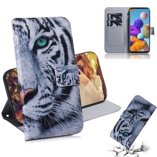 For Samsung Galaxy A21s Colored Drawing Horizontal Flip Leather Case with Holder & Card Slot & Wallet(Tiger)