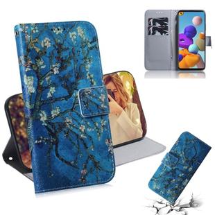 For Samsung Galaxy A21s Colored Drawing Horizontal Flip Leather Case with Holder & Card Slot & Wallet(Apricot)