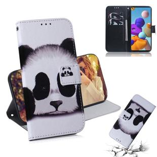 For Samsung Galaxy A21s Colored Drawing Horizontal Flip Leather Case with Holder & Card Slot & Wallet(Panda)