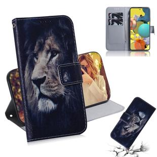 For Samsung Galaxy A51 5G Colored Drawing Horizontal Flip Leather Case with Holder & Card Slot & Wallet(Lion)