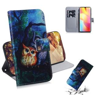 For Xiaomi Mi Note 10 Lite Colored Drawing Horizontal Flip Leather Case with Holder & Card Slot & Wallet(Oil Painting Owl)