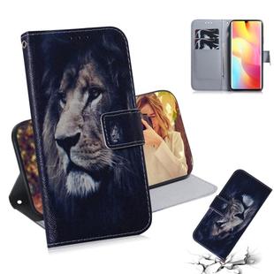 For Xiaomi Mi Note 10 Lite Colored Drawing Horizontal Flip Leather Case with Holder & Card Slot & Wallet(Lion)