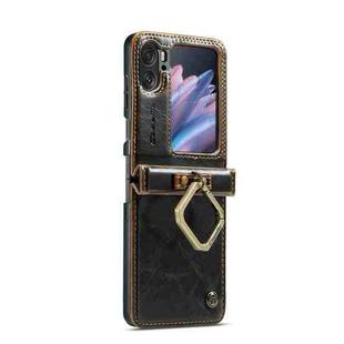 For OPPO Find N2 Flip CaseMe 003 Crazy Horse Texture Leather Phone Case with Ring Holder(Coffee)