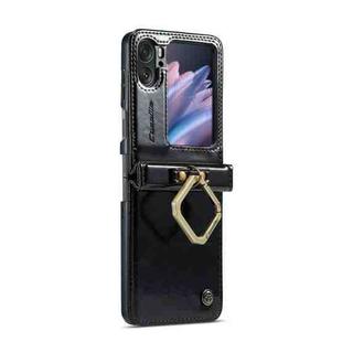For OPPO Find N2 Flip CaseMe 003 Crazy Horse Texture Leather Phone Case with Ring Holder(Black)