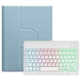 For iPad 10th Gen 10.9 2022 Three-color Backlight White 360 Degree Rotatable Bluetooth Keyboard Leather Case(Mist Blue)