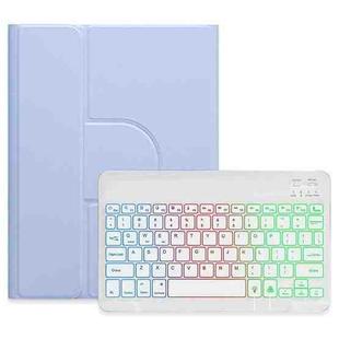 For iPad 10th Gen 10.9 2022 Three-color Backlight White 360 Degree Rotatable Bluetooth Keyboard Leather Case(Light Purple)