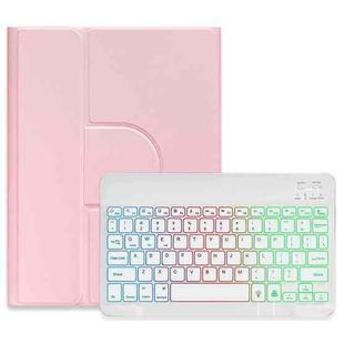 For iPad 10th Gen 10.9 2022 Three-color Backlight White 360 Degree Rotatable Bluetooth Keyboard Leather Case(Pink)