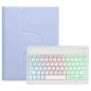 For iPad Air 2022 / iPad Pro 11 2021 Three-color Backlight White 360 Degree Rotatable Bluetooth Keyboard Leather Case(Light Purple)