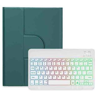 For iPad Air 2022 / iPad Pro 11 2021 Three-color Backlight White 360 Degree Rotatable Bluetooth Keyboard Leather Case(Dark Green)