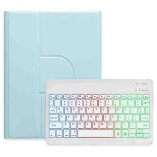 For iPad Air 2022 / iPad Pro 11 2021 Three-color Backlight White 360 Degree Rotatable Bluetooth Keyboard Leather Case(Sky Blue)