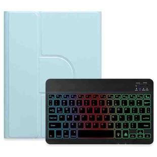 For iPad 10th Gen 10.9 2022 Three-color Backlight Black 360 Degree Rotatable Bluetooth Keyboard Leather Case(Sky Blue)