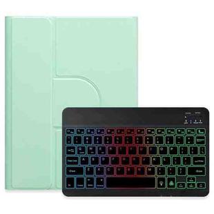 For iPad Air 2022 / iPad Pro 11 2021 Three-color Backlight Black 360 Degree Rotatable Bluetooth Keyboard Leather Case(Mint Green)