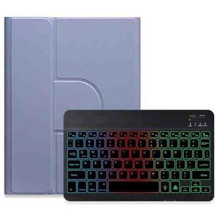 For iPad Air 2022 / iPad Pro 11 2021 Three-color Backlight Black 360 Degree Rotatable Bluetooth Keyboard Leather Case(Lavender Purple)