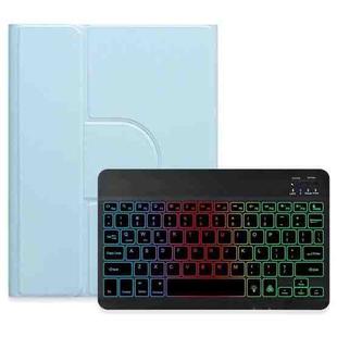 For iPad 10.2 2021 / Air 2019 Three-color Backlight Black 360 Degree Rotatable Bluetooth Keyboard Leather Case(Sky Blue)