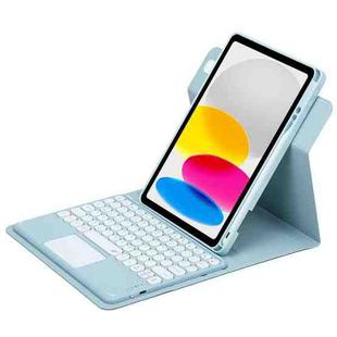 For iPad 10th Gen 10.9 2022 Round Button 360 Degree Rotatable Bluetooth Keyboard Leather Case with Touchpad(Sky Blue)