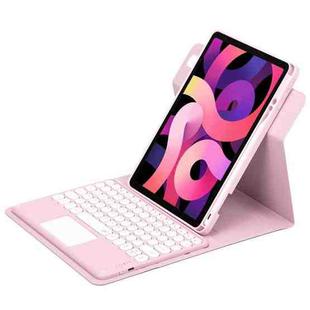 For iPad Air 2022 / iPad Pro 11 2021 Round Button 360 Degree Rotatable Bluetooth Keyboard Leather Case with Touchpad(Pink)