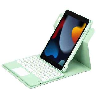 For iPad 10.2 2021 / Air 2019 Round Button 360 Degree Rotatable Bluetooth Keyboard Leather Case with Touchpad(Mint Green)
