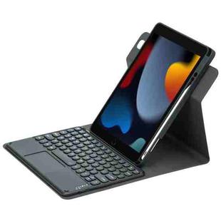 For iPad 10.2 2021 / Air 2019 Round Button 360 Degree Rotatable Bluetooth Keyboard Leather Case with Touchpad(Black)