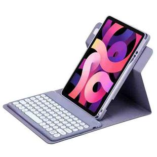 For iPad Air 2022 / iPad Pro 11 2021 Round Button 360 Degree Rotatable Bluetooth Keyboard Leather Case(Lavender Purple)