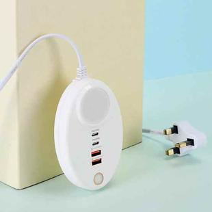 YF-106 USB- C / Type-Cx2+USBx2 Oval PD Socket Phone Charger with Light, Plug Type:UK Plug(White)