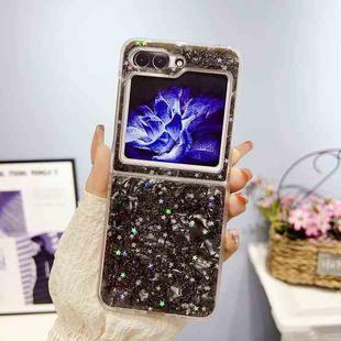 For Samsung Galaxy Z Flip5 Shell Pattern Glitter Shockproof Phone Case(Black)