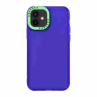 For iPhone 11 Color Contrast Lens Frame Transparent TPU Phone Case(Purple + Green)