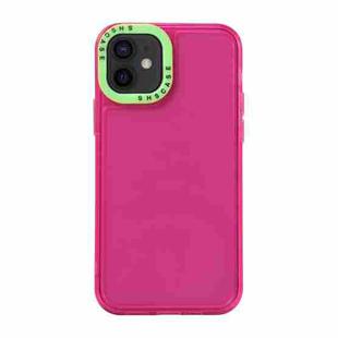 For iPhone 11 Color Contrast Lens Frame Transparent TPU Phone Case(Rose Red + Green)